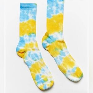 NWT SoulCycle x By My Grace Tie Dye Calf Socks Blue Yellow OS Special Capsule